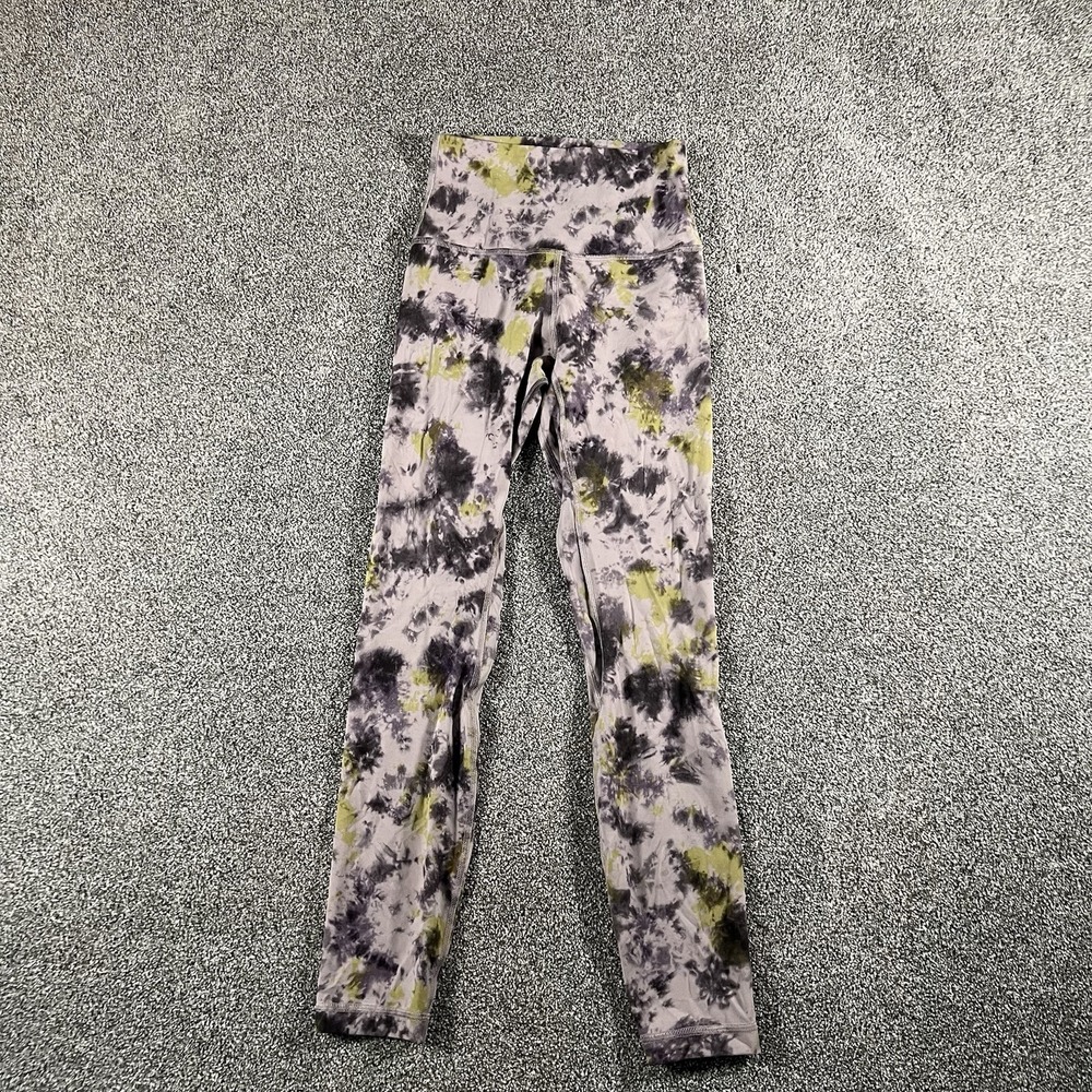 Lululemon Womens High Rise Tie Dye Full Length Yoga Leggings Size 2 Gray LW5DMSS